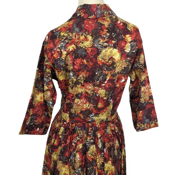 Trashy Diva by Candice‎ Gwinn Warm Watercolor orange gold pleated Dress 8 - Picture 7 of 16